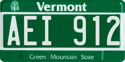 VT license plate AEI912