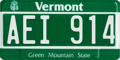 VT license plate AEI914