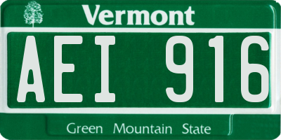 VT license plate AEI916