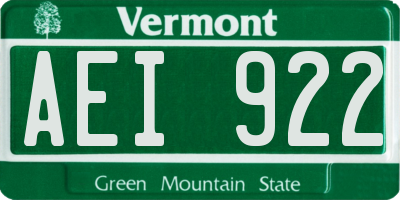 VT license plate AEI922