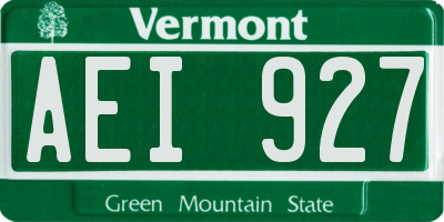 VT license plate AEI927