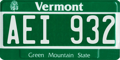 VT license plate AEI932