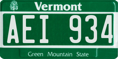VT license plate AEI934