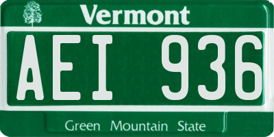 VT license plate AEI936