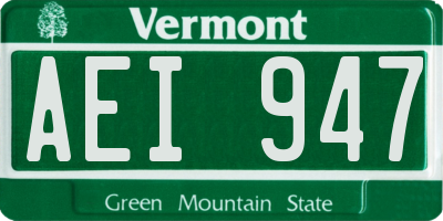 VT license plate AEI947