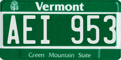 VT license plate AEI953