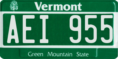 VT license plate AEI955