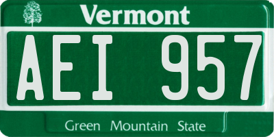 VT license plate AEI957