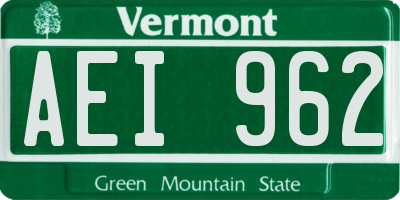 VT license plate AEI962