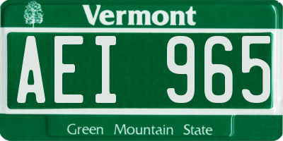 VT license plate AEI965