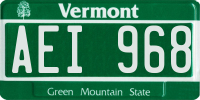 VT license plate AEI968