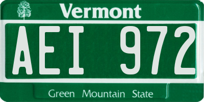 VT license plate AEI972