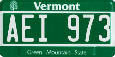 VT license plate AEI973