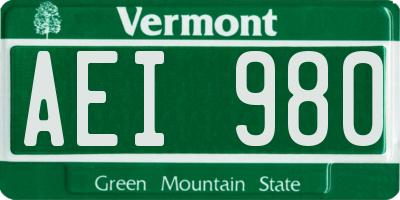 VT license plate AEI980