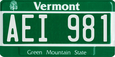 VT license plate AEI981