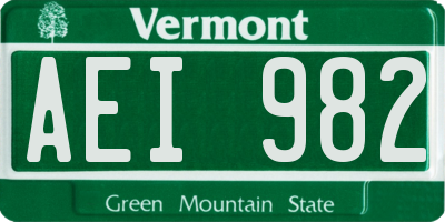 VT license plate AEI982