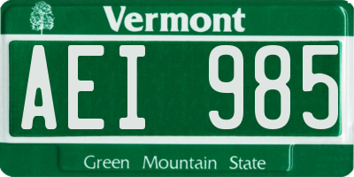 VT license plate AEI985