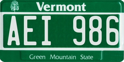 VT license plate AEI986