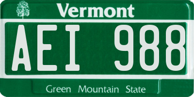 VT license plate AEI988
