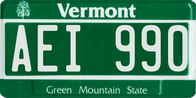 VT license plate AEI990