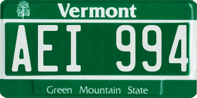 VT license plate AEI994