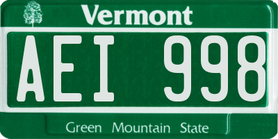 VT license plate AEI998
