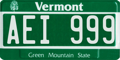 VT license plate AEI999