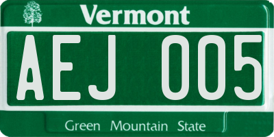 VT license plate AEJ005
