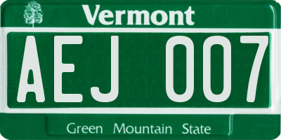 VT license plate AEJ007