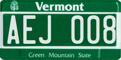 VT license plate AEJ008