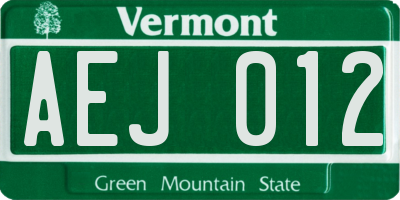 VT license plate AEJ012