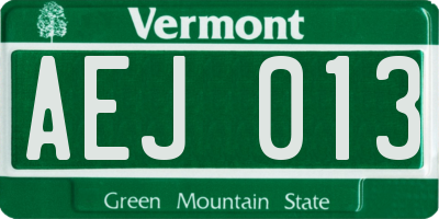 VT license plate AEJ013