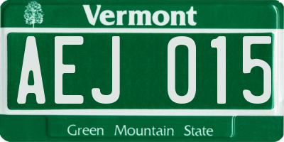 VT license plate AEJ015
