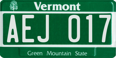 VT license plate AEJ017