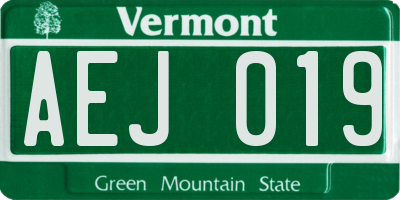 VT license plate AEJ019
