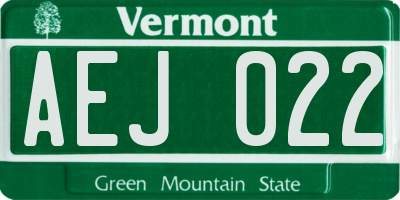 VT license plate AEJ022