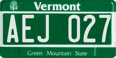 VT license plate AEJ027