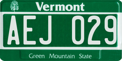 VT license plate AEJ029