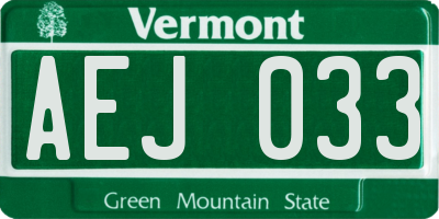 VT license plate AEJ033