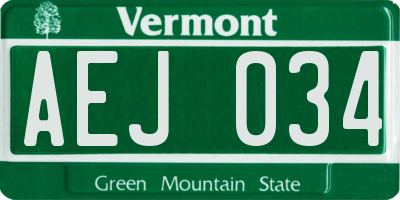 VT license plate AEJ034