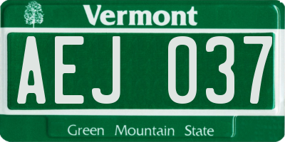 VT license plate AEJ037