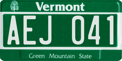 VT license plate AEJ041