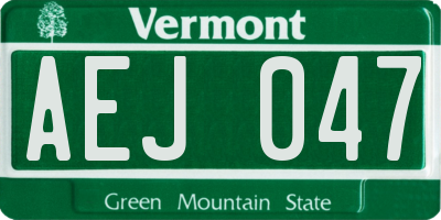 VT license plate AEJ047