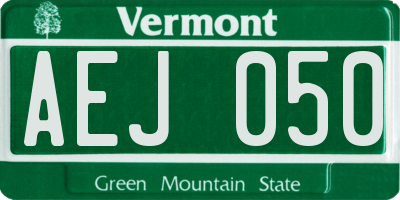 VT license plate AEJ050