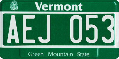 VT license plate AEJ053