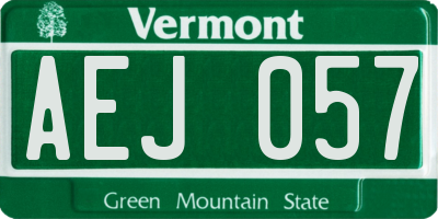 VT license plate AEJ057