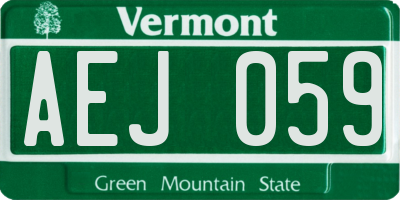 VT license plate AEJ059