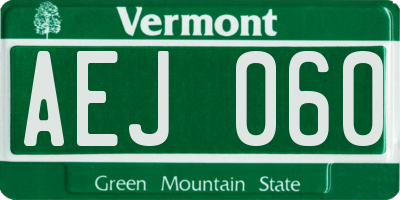 VT license plate AEJ060