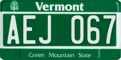 VT license plate AEJ067
