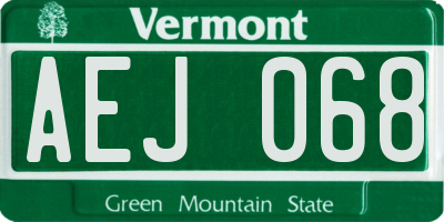 VT license plate AEJ068